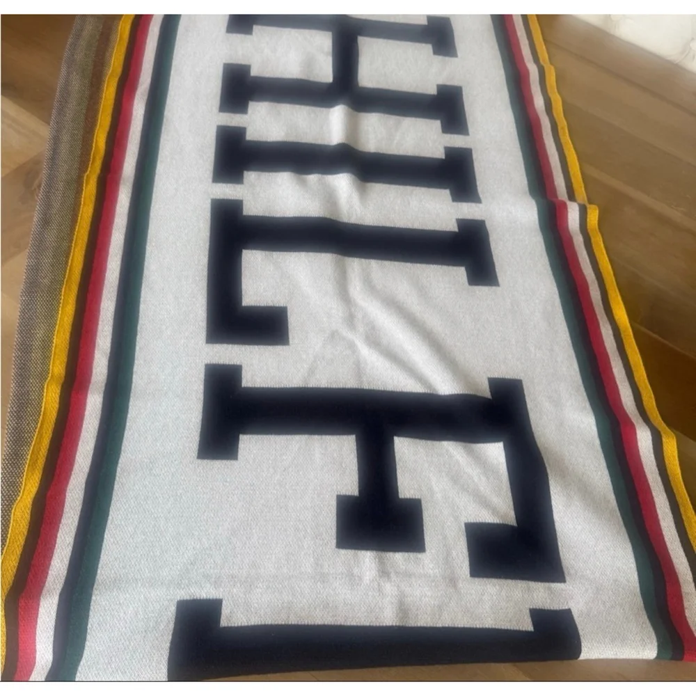 Tommy Hilfiger Blanket Throw White Navy One Size